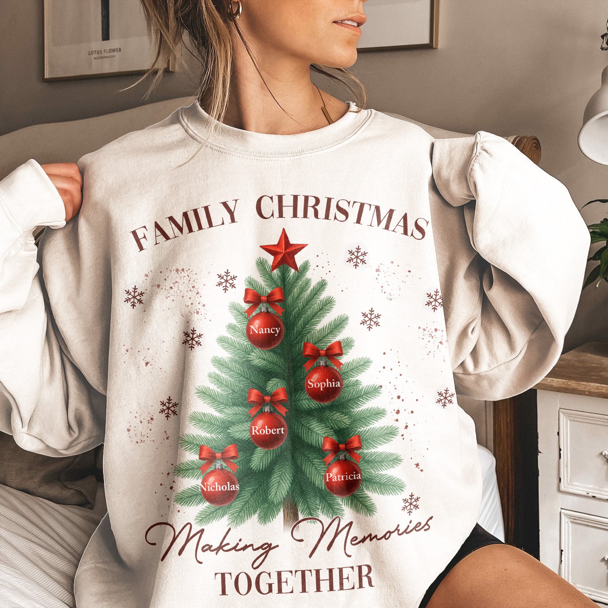Christmas Tree Family Names Matching Shirts - Personalized Sweatshirt