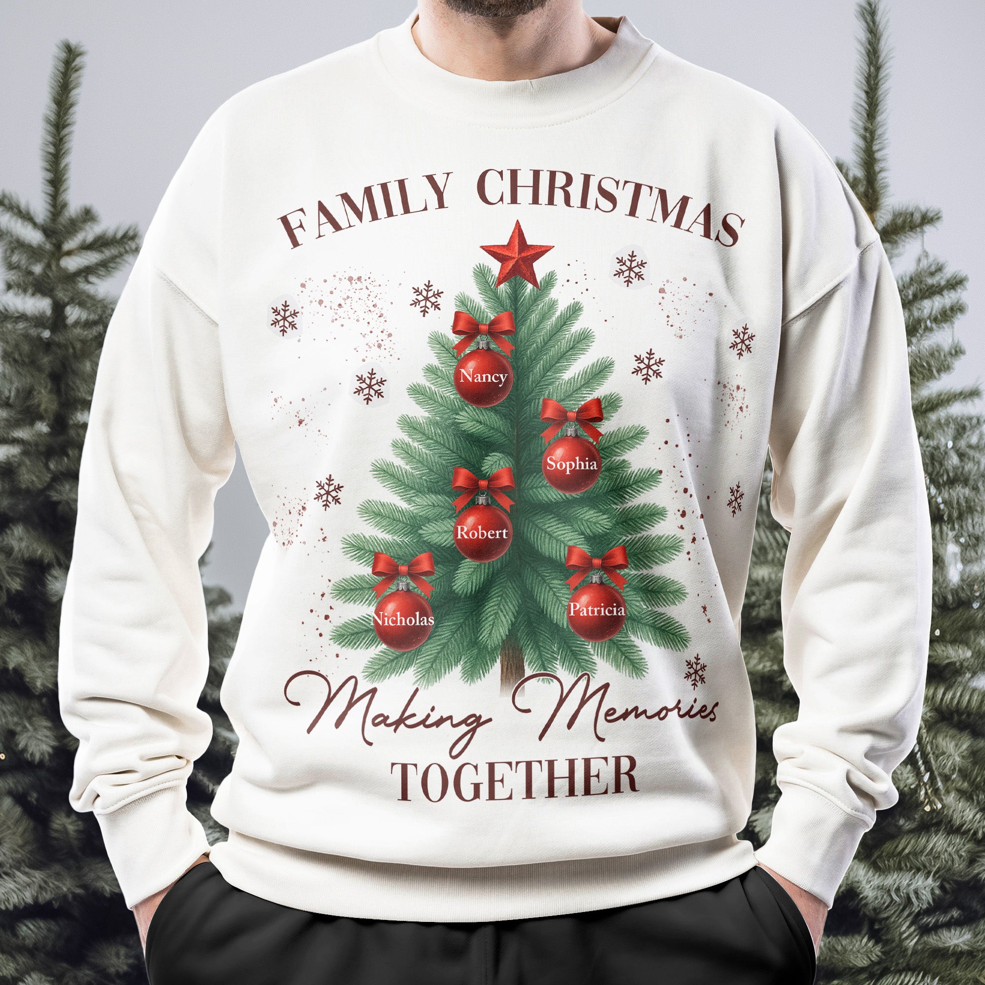 Christmas Tree Family Names Matching Shirts - Personalized Sweatshirt