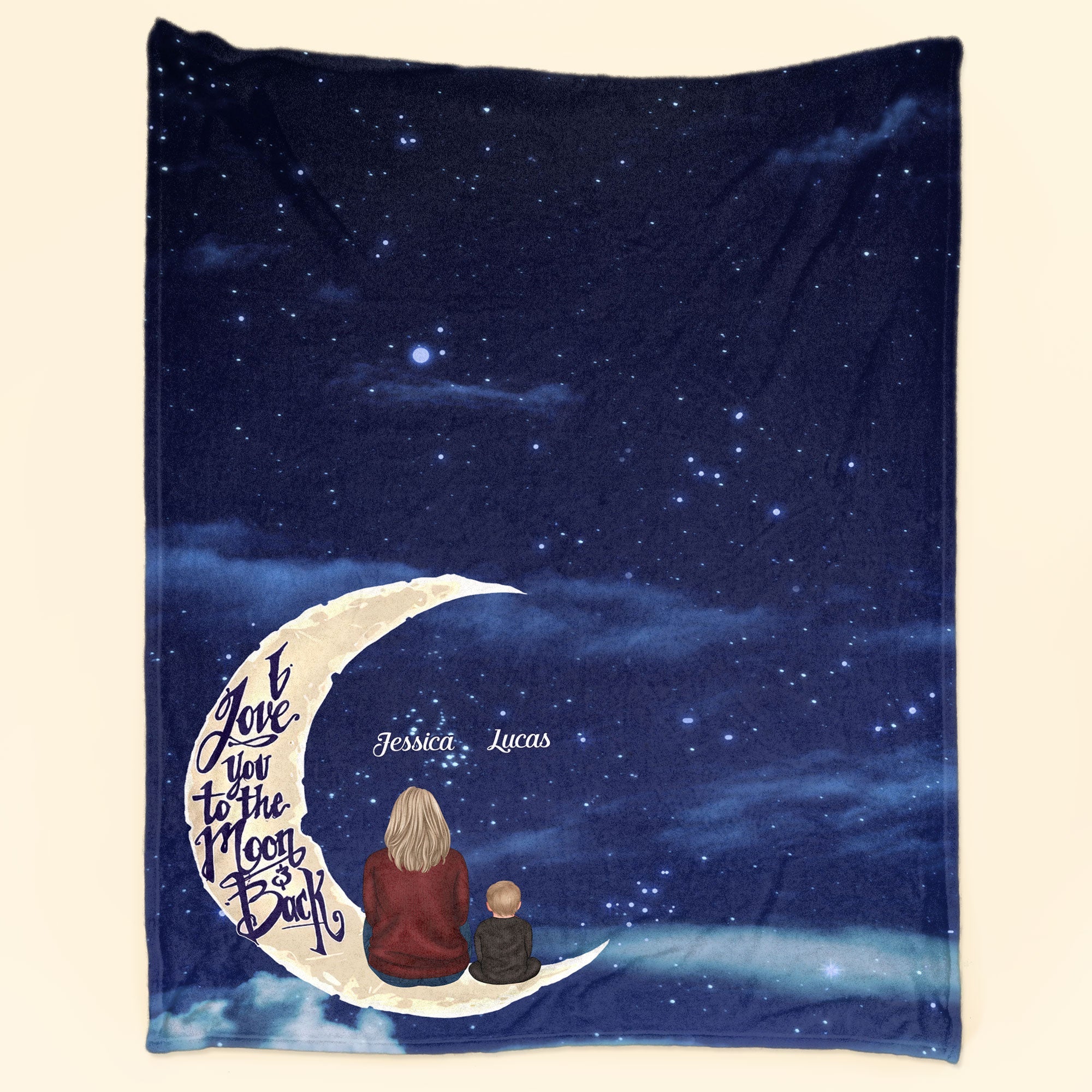 I Love You To The Moon And Back - Personalized Grandma Blanket Big Size