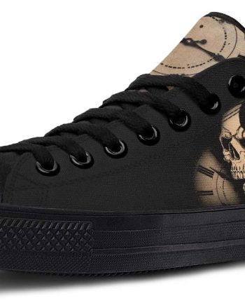 Memento Mori Tattoo Sneakers - Time & Death Black Low-Tops