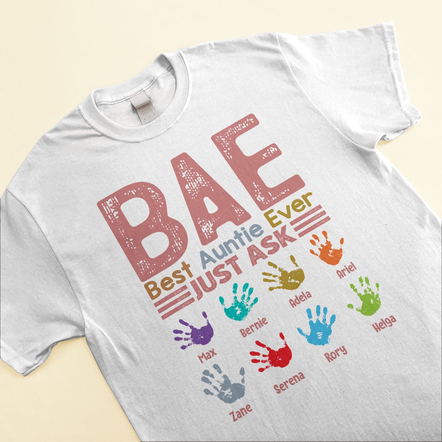 B.A.E Best Auntie Ever Handprints - PersonalizedOne Size Shirt - Gift For Aunts