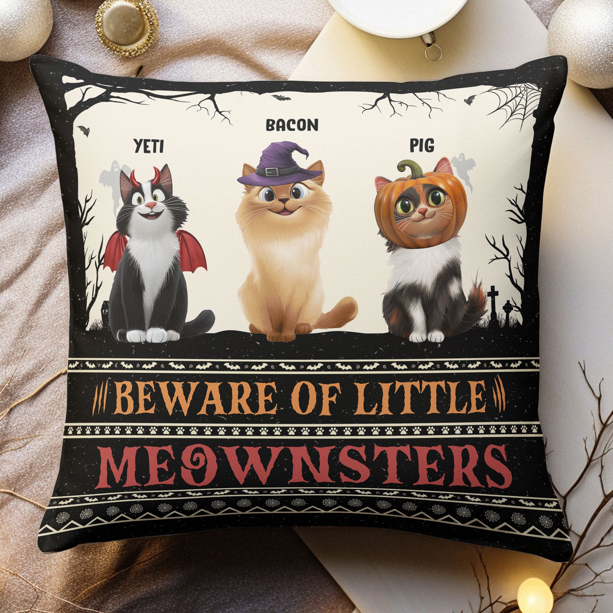 Beware Of Little Meownsters Custom Pets New Version - Personalized Pillow