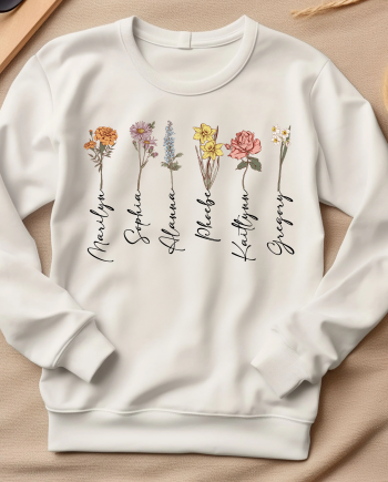 Custom Birth Month Flowers Gift For Mom - PersonalizedOne Size Shirt