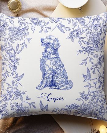 Dog Custom Toile De Jouy Chinoiserie Style - Personalized Pillow (Insert Included)