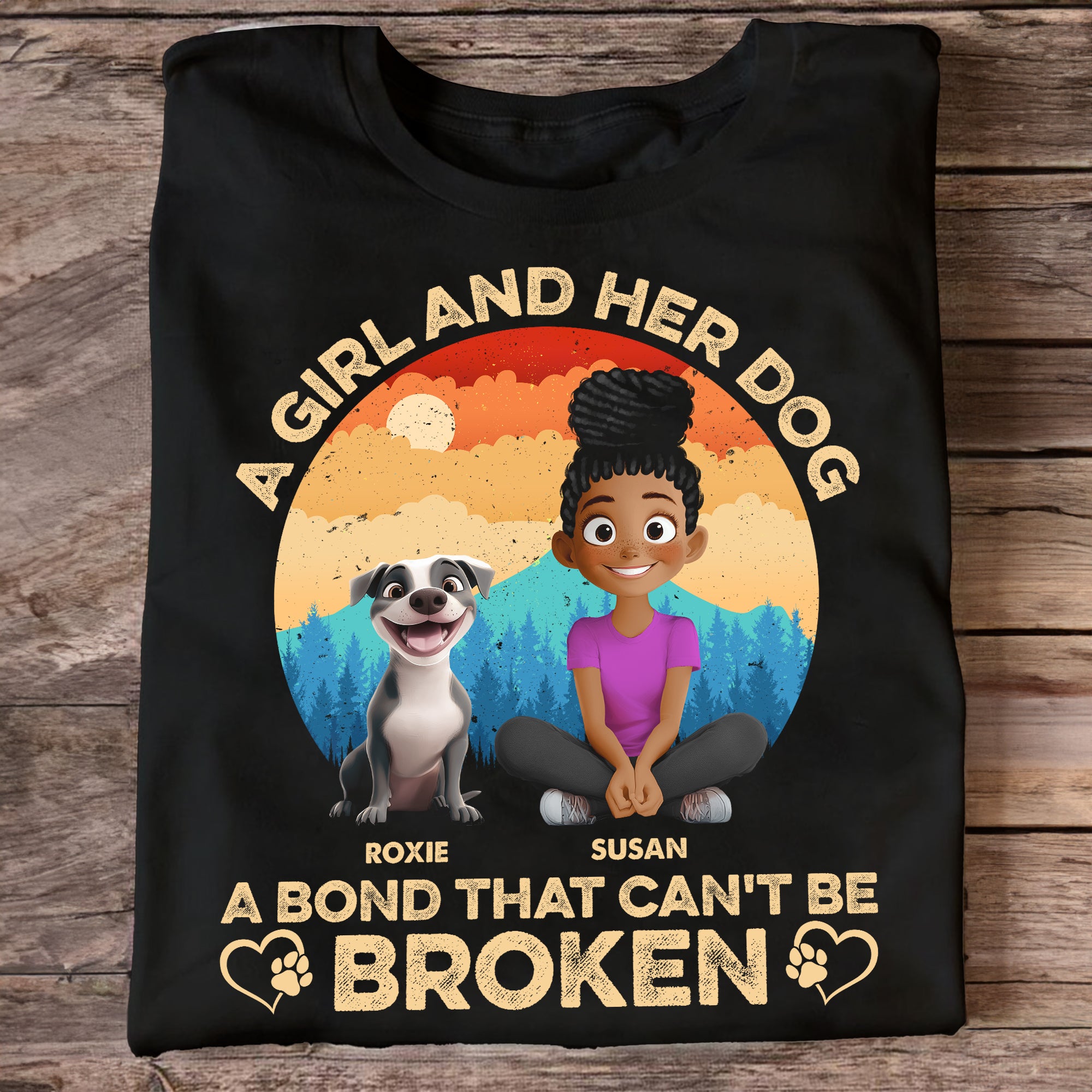 Girl And Her Dog - Vintage Version - PersonalizedOne Size Shirt