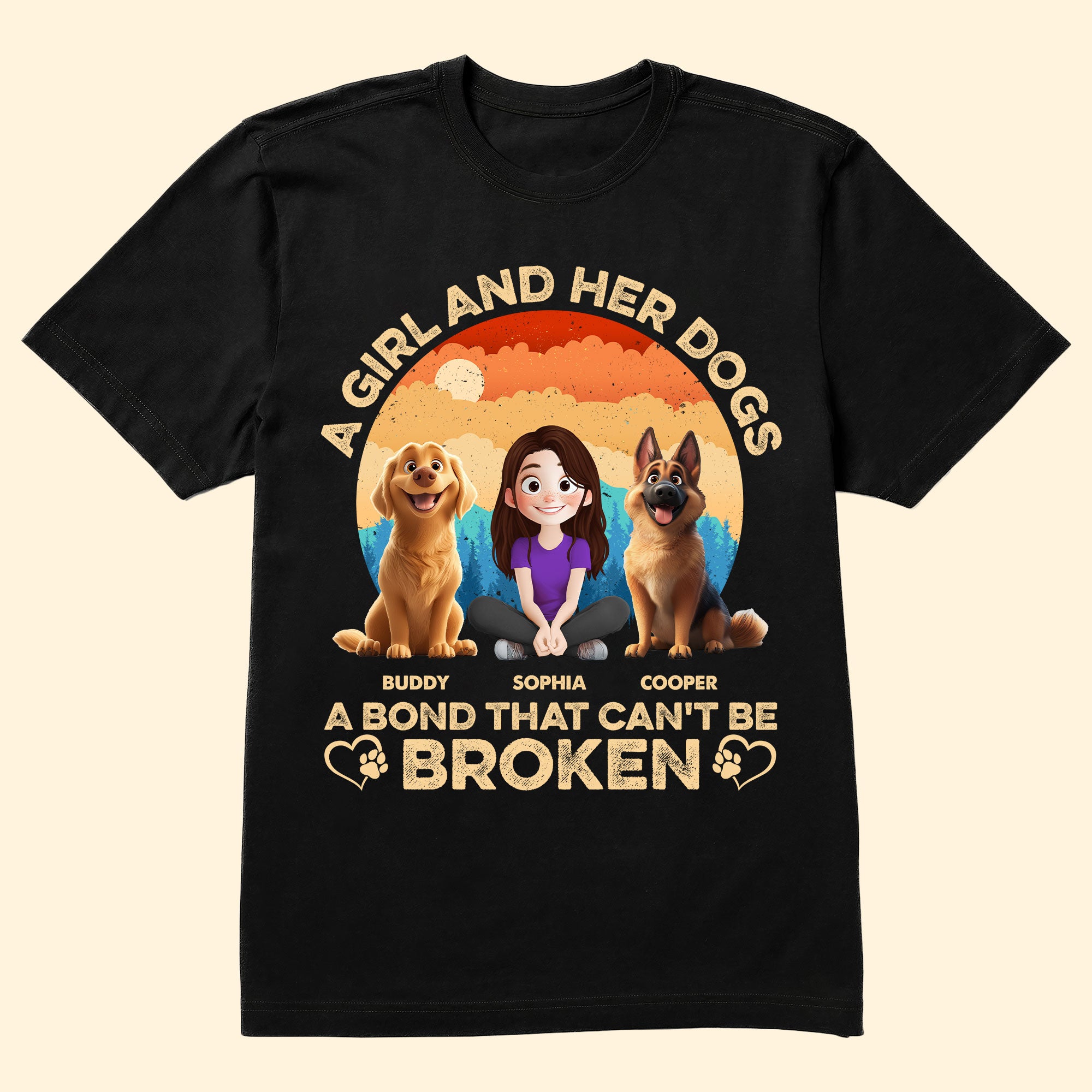 Girl And Her Dog - Vintage Version - PersonalizedOne Size Shirt