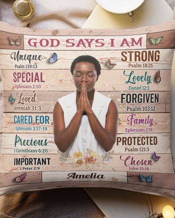 God Says I Am Unique - Photo Version - Personalized Photo Pillow (Insert Included)