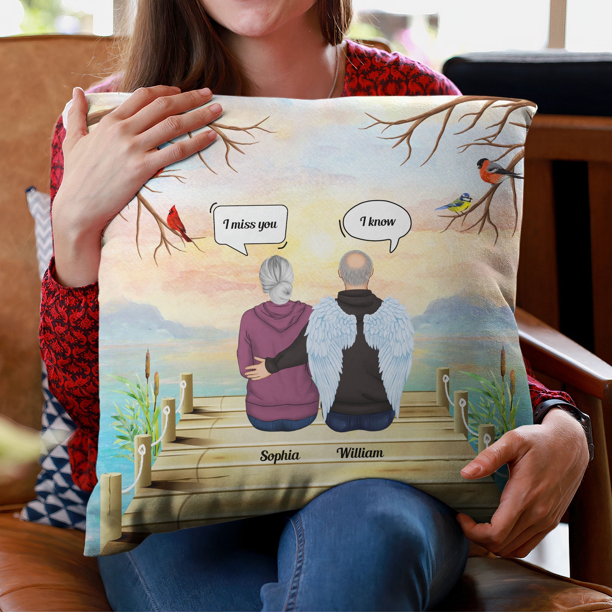 I Miss You - Personalized Pillow (Insert Included) - Memorial Gift For Mom, Dad, Daughters, Sons