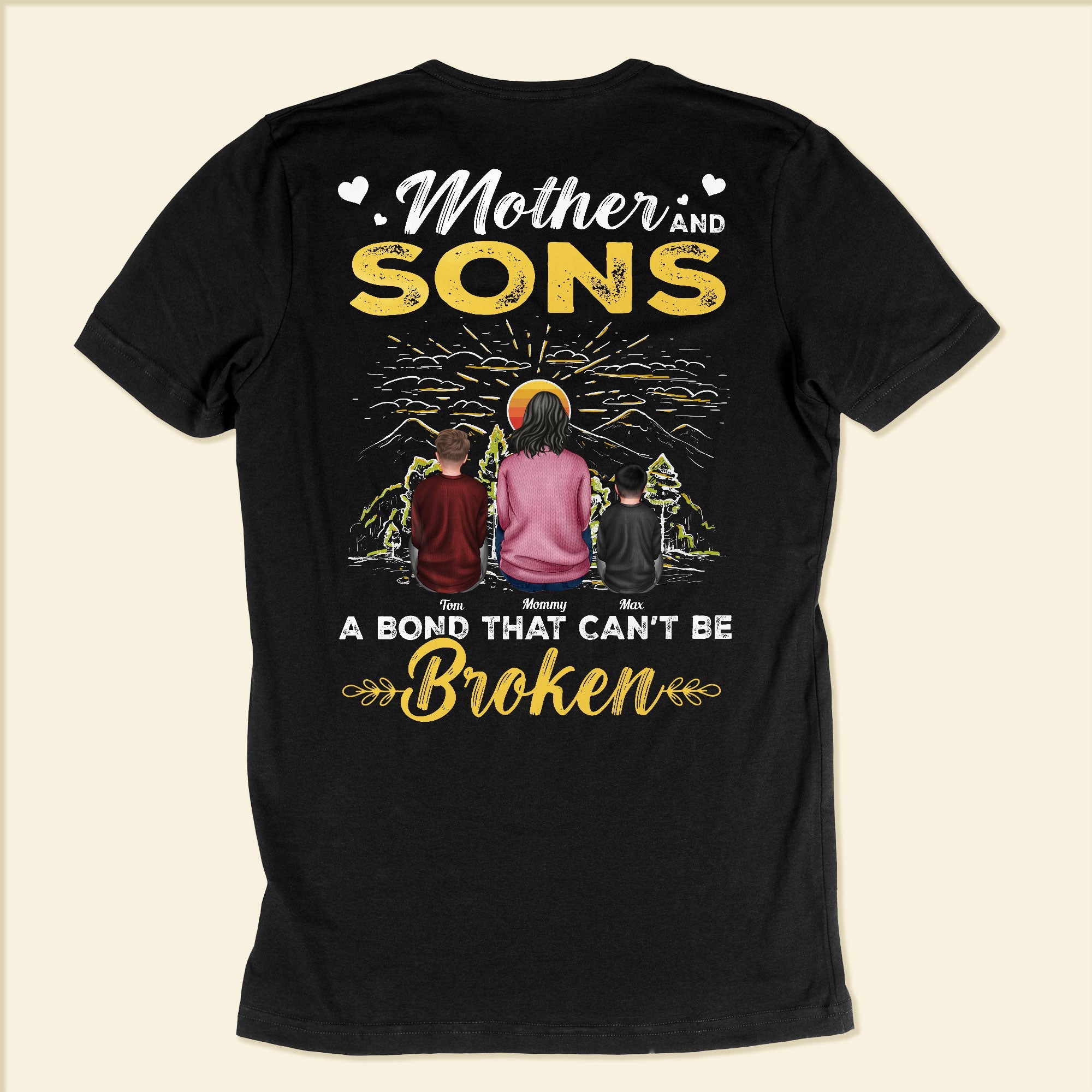 Mother And Son A Bond That Can't Be Broken - Personalized Back PrintedOne Size Shirt