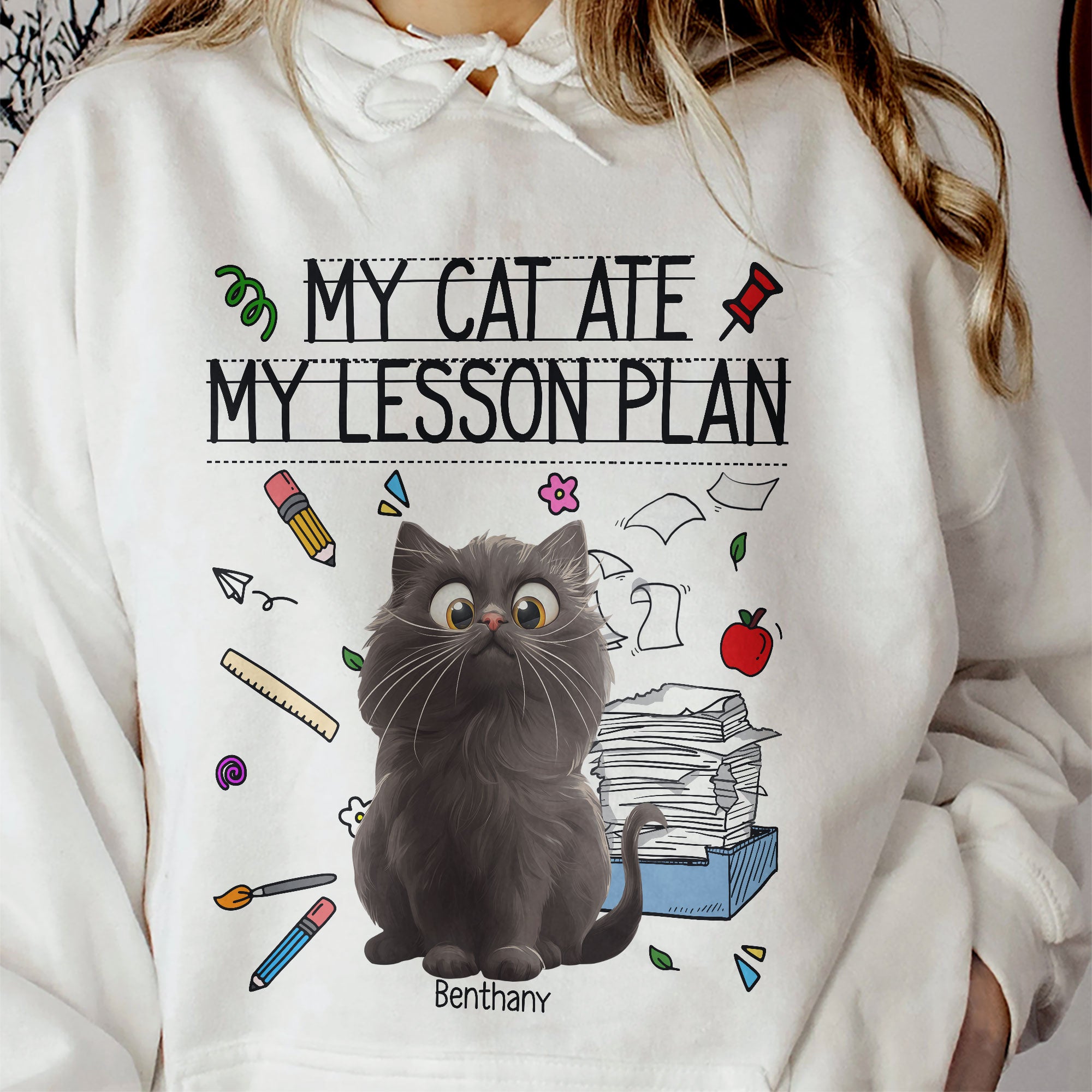 My Cat Ate My Lesson Plan Teacher Funny Gift - PersonalizedOne Size Shirt