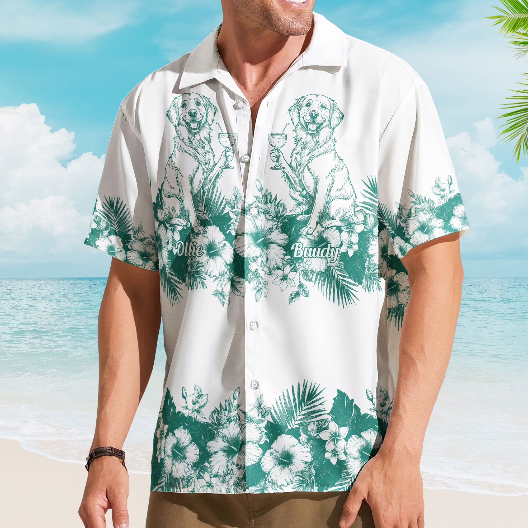Summer Drinking With Dog - Personalized Hawaiian Shirt
