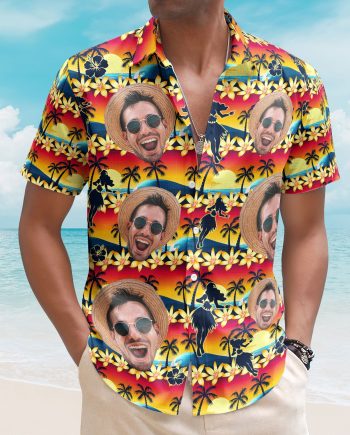 Tropical Beach Sence Hula Dance Sunset Aloha Shirts - Custom Photo Hawaiian Shirts